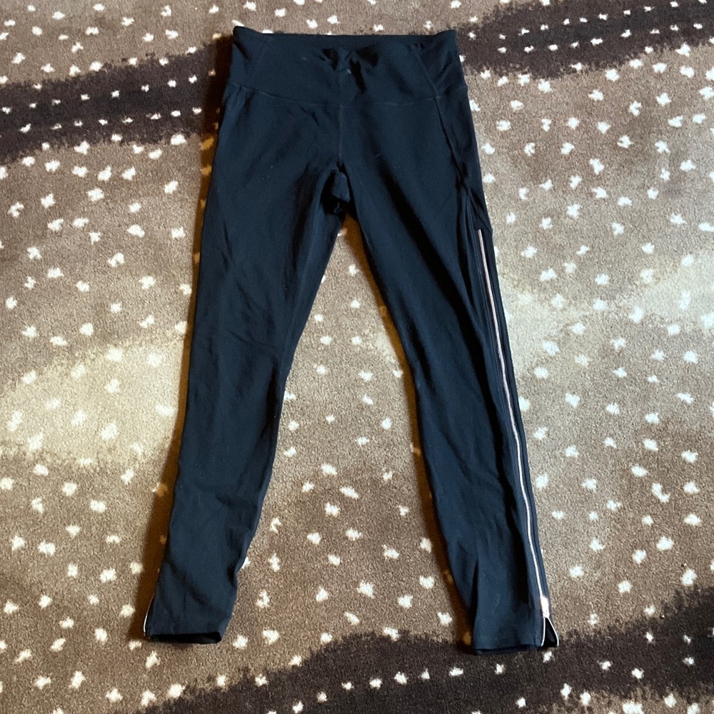 Athleta Black Women Leggings with Sipper on Sides